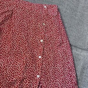 Red Floral Button-Up Skirt